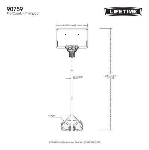 Sistema De Balonesto Lifetime 44 Altura Ajustable
