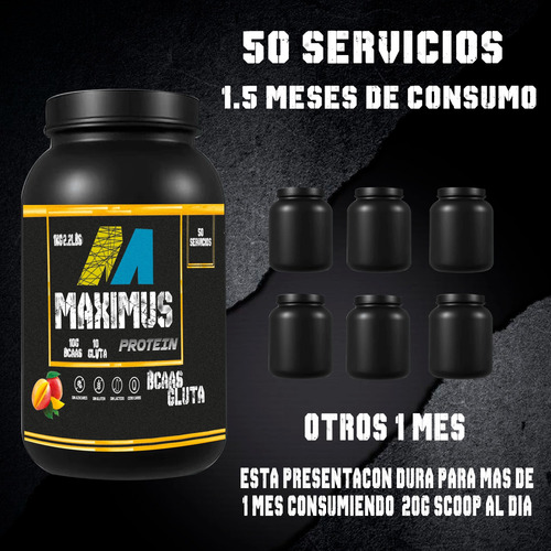 Bcaas + Glutamina Maximus 1kg Varios Sabores Mango