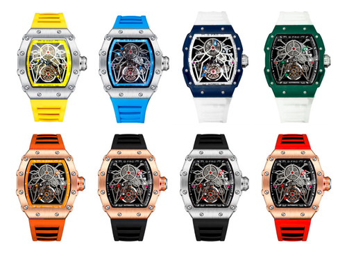 Reloj G-force At895 Automatico Abierto Goma Sport + Estuche