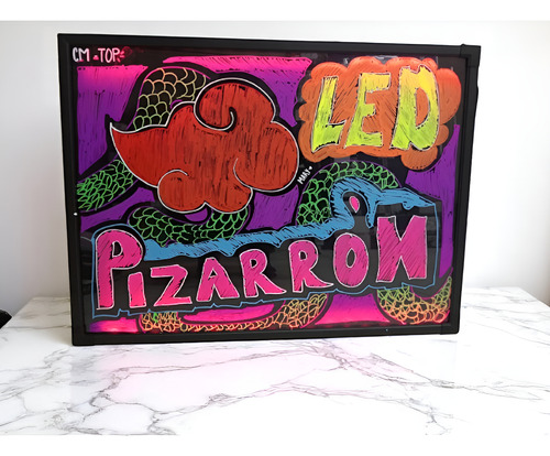 Pizarrón Led Vidrio 60x80cm Colgante C/plumones Control Rgb Marco Abs Resistente