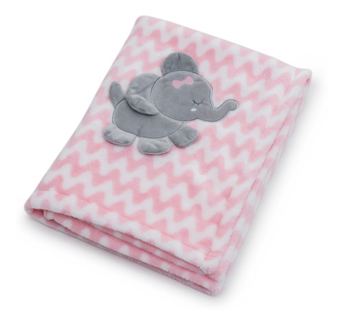 Cobertor Manta Infantil Bebe Desenho 3d Zigzag Cor Elefantinho Rosa