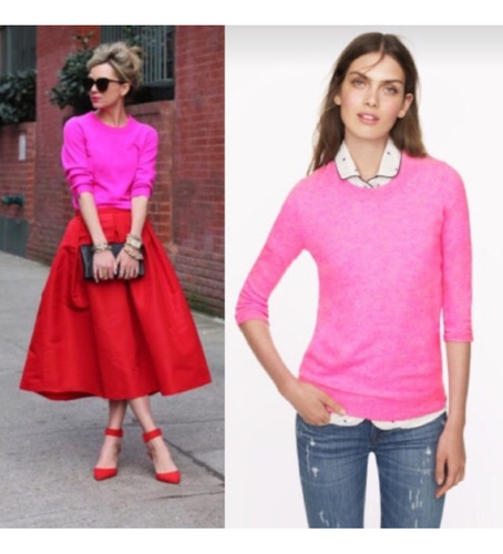 Sweater Rosa Chicle J.crew De Lana Merino