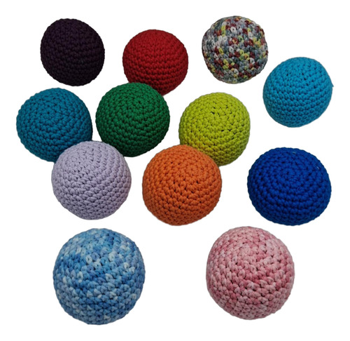 Esferas Estimulacion Pelotas Tejidas A Crochet Colores X 12