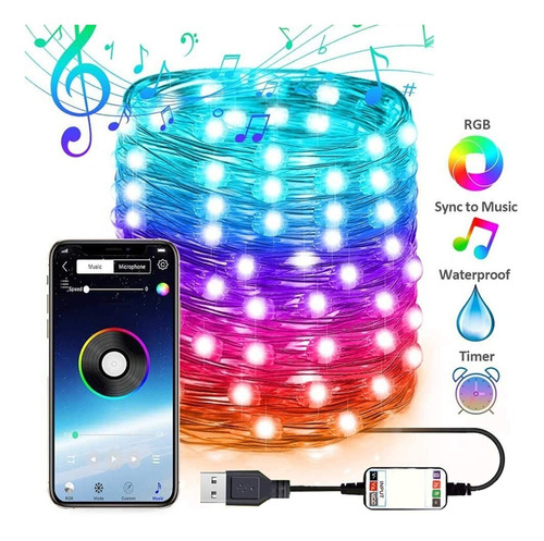 Pisca Pisca Natal Led String Luzes App Controle Remoto 20m