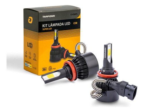 Par Lâmpada Super Led H1 H3 H7 H8 H11 H16 H27 Hb3 Hb4