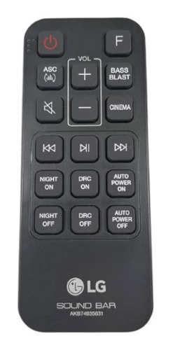 Control Remoto  LG Barra Para De Audio  Sk1d  Akb74935631