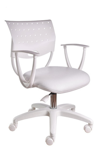 Silla De Escritorio De Outlet Rombo Rombo Neumática Ergonómica  Blanca Con Tapizado De Cuero Sintético