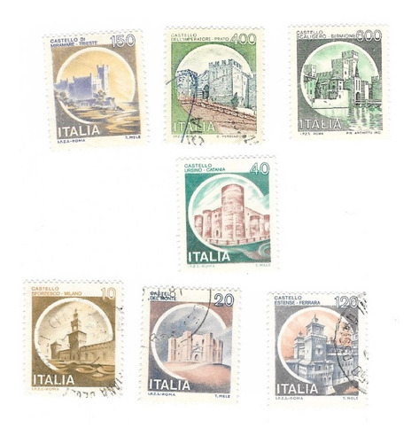 Lt1740. Lote 7 Sellos De Italia De 1980, Variante De Papel