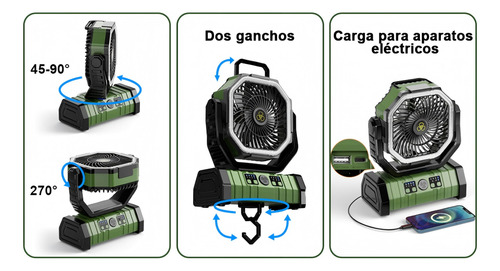 Ventilador De Escritorio Giratorio Usb Banna Escritorio Ventilador De Pared Giratorio De Recargable Oficina,viajes (verde)