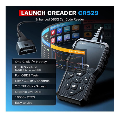 Imagen 3 de 9 de Escaner Launch Creader Cr529 Obd2 Lector Automotriz Scanner