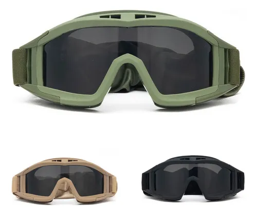 Gafas Tácticas Goggle Militares Careta Gafas Con 3 Lentes