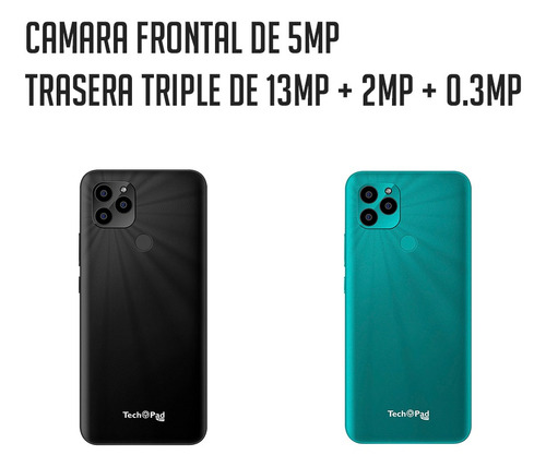 Smartphone X10 Techpad Triple Camara 6.5 Hd Android 11 Go Color Gris