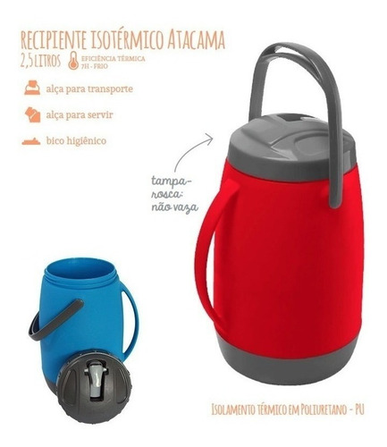 Imagem 2 de 3 de Kit Com 3 Garrafas Atacama Térmica 2,5 Litros Soprano Bebida