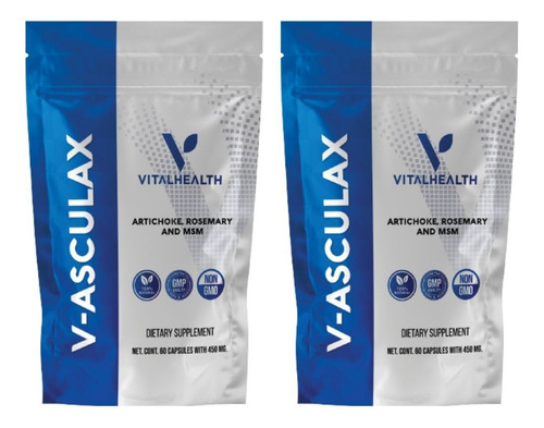 Vitalhealth V-asculax Herbal en bolsa 2 packs de 60 unidades  