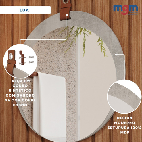 Espelheira Para Banheiro Lua Mgm 60cm Mdf Cinza Cimento