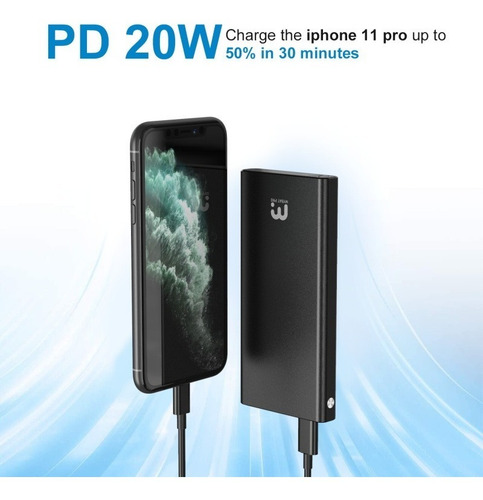 Imagen 2 de 4 de Batería Portátil My Bat Pro 10000mah 20w Color Negro