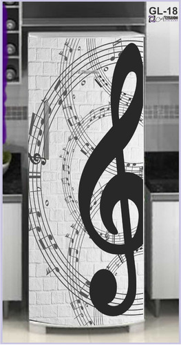 Adesivo Envelopamento Total Geladeira Muro C/ Notas Musicais