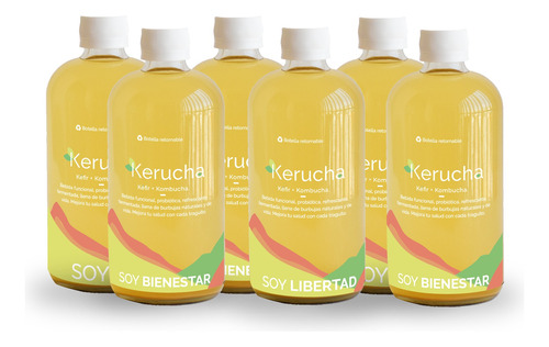 Caja 6 Keruchas 490ml - Bebida Probiótica - Kéfir + Kombucha