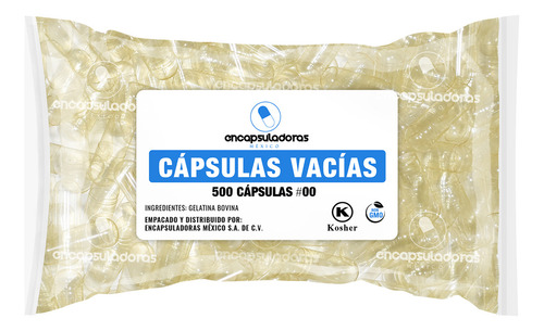 Capsulas Vacias #00 500 Caps, Transparente Color Natural