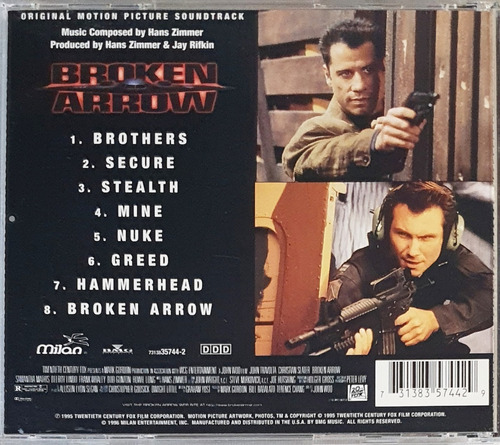 Cd Broken Arrow Hans Zimmer Trilha Sonora Importado Impecáve