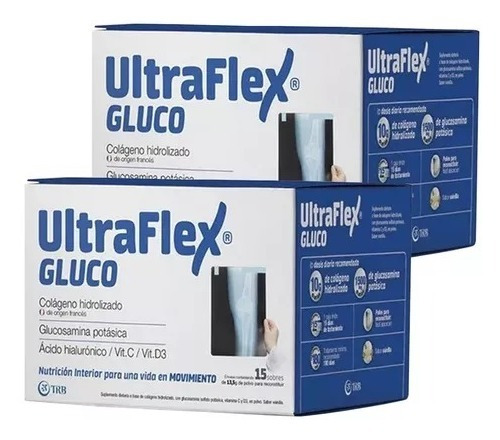 Combo X2 Ultraflex Gluco Colágeno Acido Hialurónico 15 Sobre