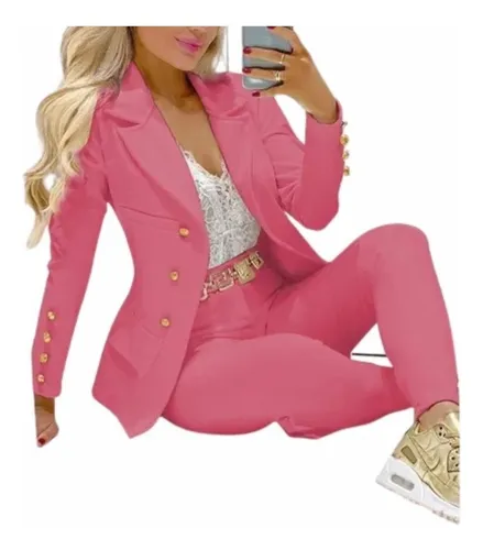 Conjunto 2 Piezas Traje For Mujer Blazer Y Pantal n Cuotas sin