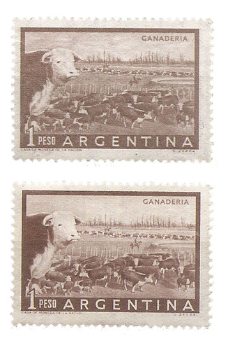 Argentina 547 A Gj 1045 Dos Colores Año 1954 Mint Ganadería 