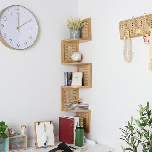 Nd Rongfeng Bamboo Corner Shelf 4-tier Shelf Con Cuerpo De B