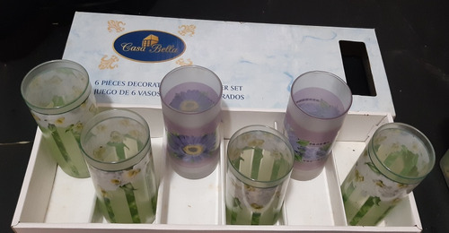 Juego 6 Vasos De Vidrio Decorativos Negociable