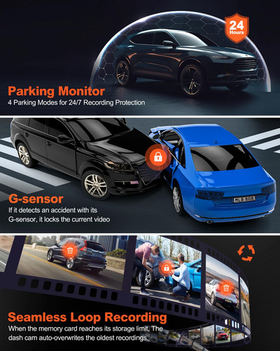 Dash Cam Yeecore Dual 4k+hdr 1080p Wifi Gps Con Pantalla De