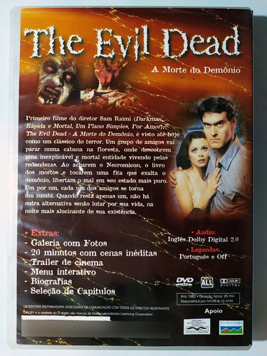 Dvd The Evil Dead A Morte Do Demônio Sam Raimi 1981 Original