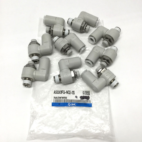 Lot Of 9 Smc As3301fg-n02-11s Elbow Speed Control Fittin Bbx