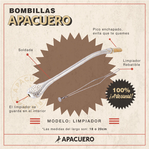 Imagen 6 de 10 de Bombilla Mate Alpaca Con Limpiador
