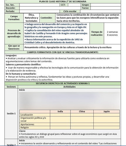 Planeación Historia 2 Sintetica Y Proyectos Secundaria (Reacondicionado)