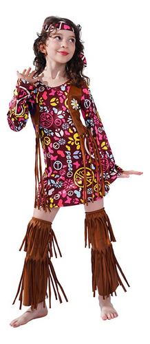 A Disfraz Hippy 70s 60s Para Niñas Vestido De Rockero Para