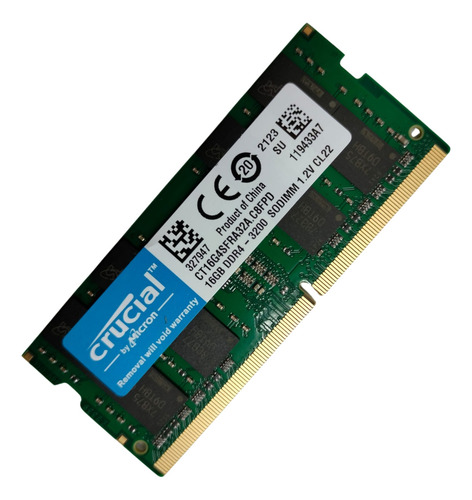 Memória Ram Notebook Ddr4 3200mhz 16gb Cl22 Color Verde Cruc