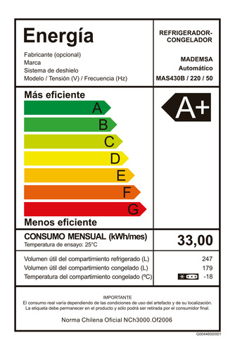 Refrigerador Mademsa 426l Nofrost Side By Side Mas430b Negro