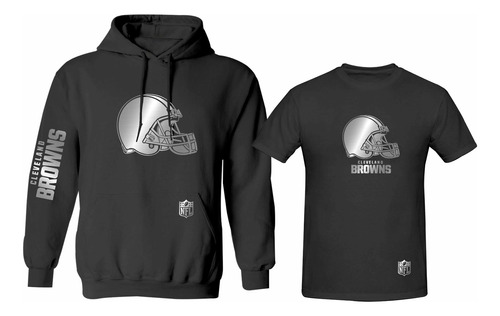 Kit Sudadera + Playera Estilo Cleveland Browns Nfl Silver