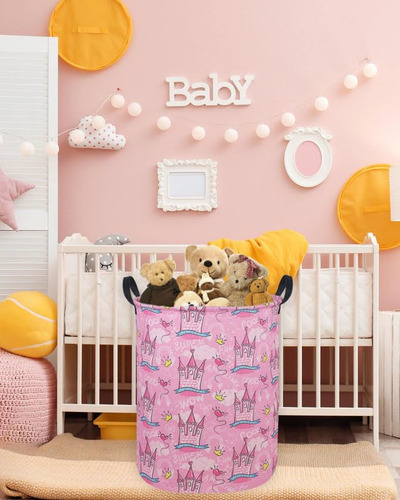 Cesto Para La Ropa Essme Pink, Cesto Para Niñas Plegable De