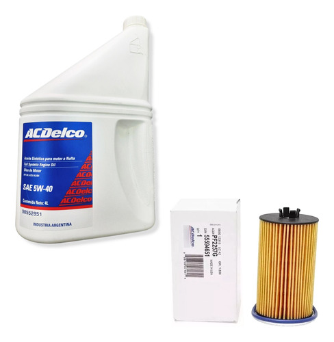 Filtro Aceite + Aceite 5w40 Chevrolet Cruze Tracker Acdelco