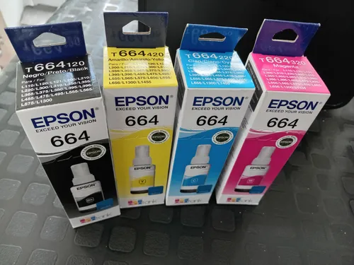 Pack De 4 Tintas Epson Original T664 L210 L380 L455 L480