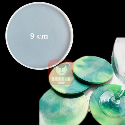 Imagen 2 de 8 de Molde Silicona Bandeja Posavasos Liso Circular Resina 9cm