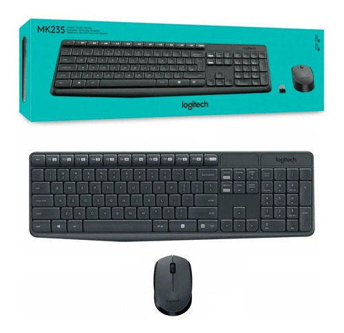 Imagen 1 de 6 de Combo Teclado Mouse Inalambrico Kit Mk235 Logitech Usb Es Pc
