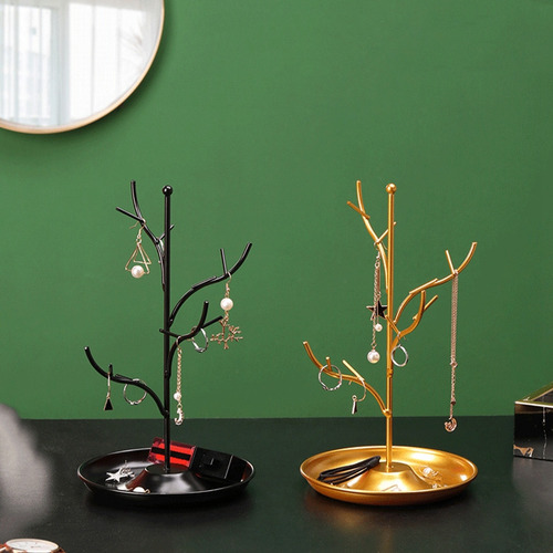 Collar Y Pendientes De Hierro Con Soporte De Árbol Para Joya