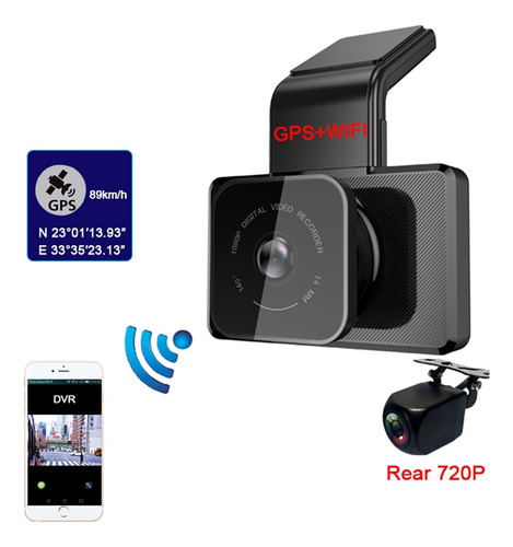 Dash Cam Coche Video Recorder Dual Lens Car Dvr Cámara
