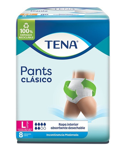 Tena Pants Clásico Talle Large - Grande X 8 Unidades