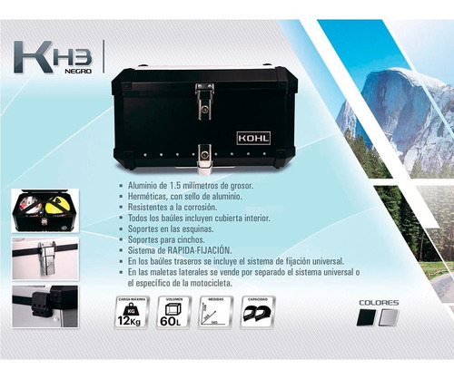 Imagen 3 de 4 de Maleta Top Case Alemana Kohl 60 Lts Universal Con Adaptador