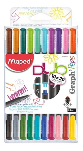 Plumigráfo Maped Graph Peps Duo X10 Unidades / X20 Colores