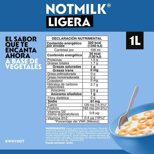 Bedida Notmilk Baja En Grasa 1l