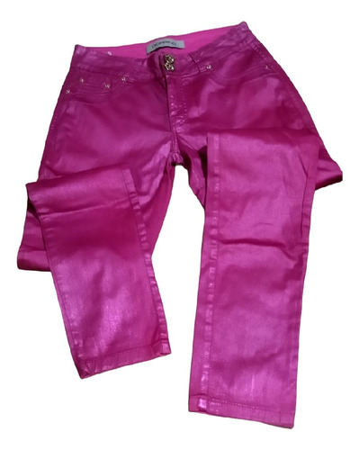 Pantalón Rosa Metalizado Talla 38 Nuevo Stretch 